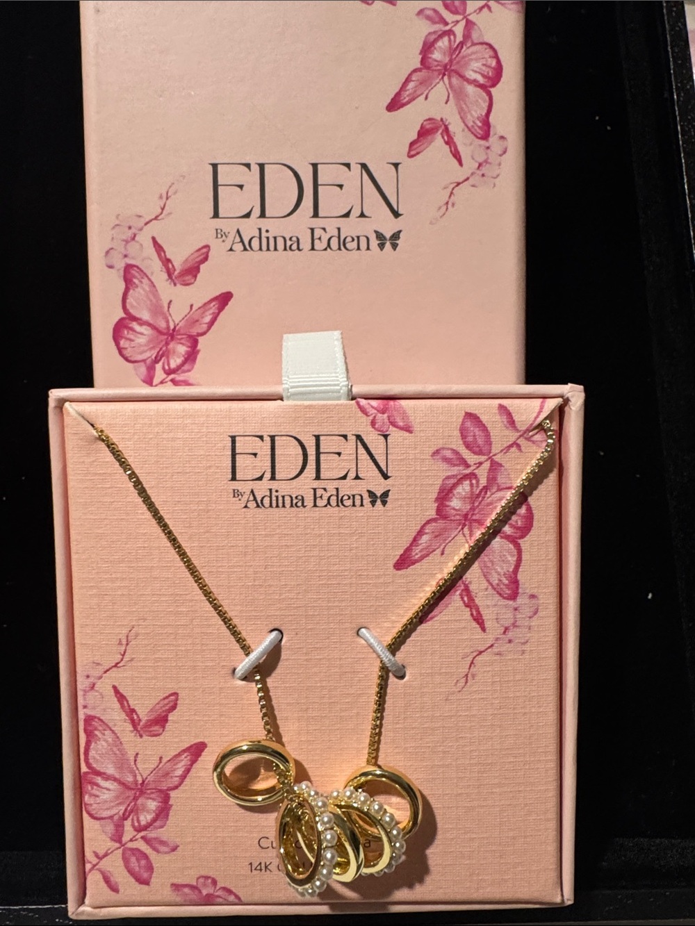 Adina Eden Gold Multi-Loop Pendant Necklace with Pearls